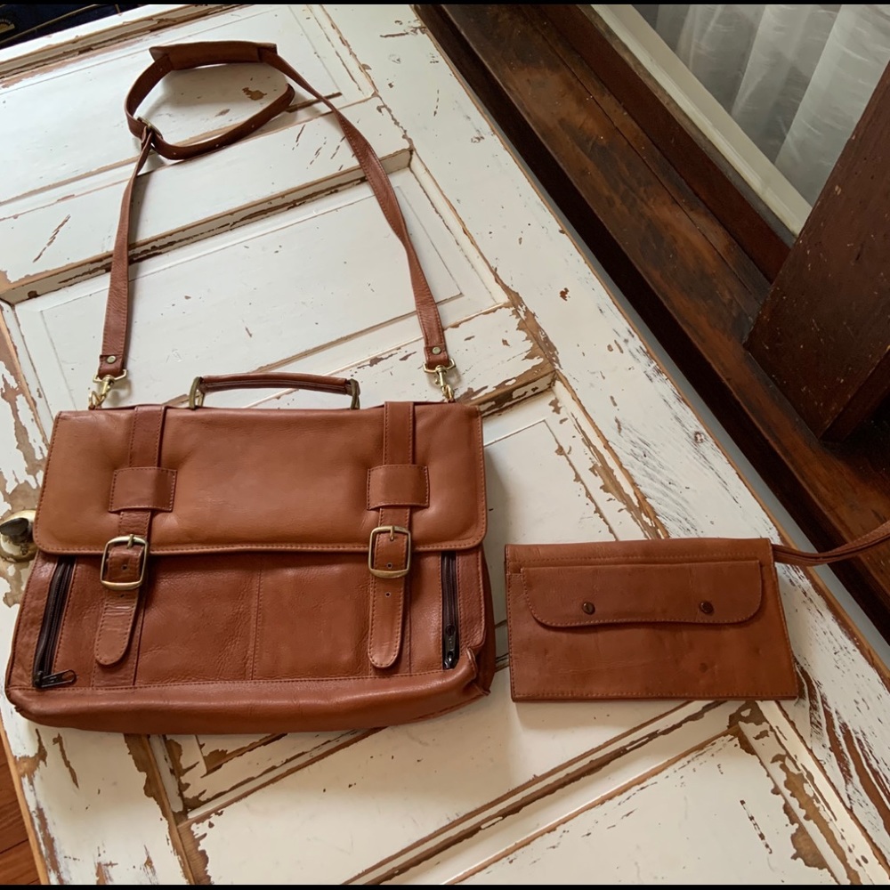 Genuine Columbian Leather Briefcase Laptop Bag